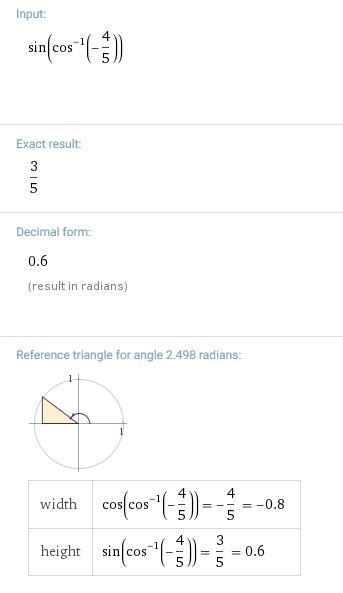 Evaluate sin(arccos(-4/ evaluate \: sin(arccos( - \frac{4}{ \sqrt{25)) ​-example-1