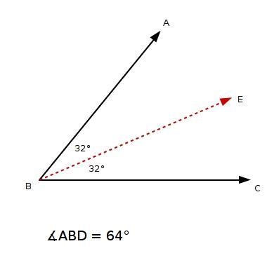 If BE−→− bisects ∠ABD and m∠EBD = 32°, find m∠ABD.-example-1