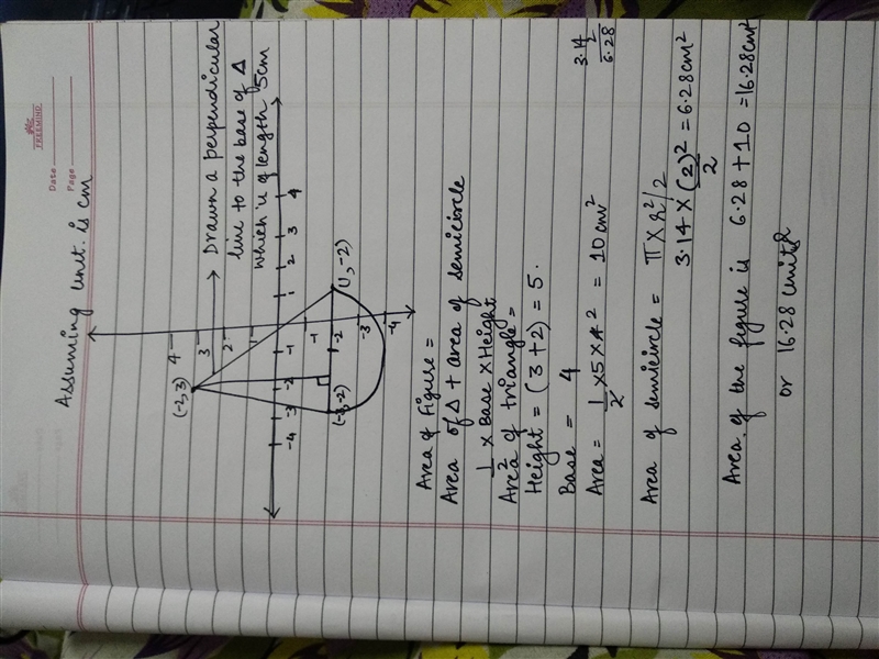 This figure is made up of a triangle and a semicircle. What is the area of the figure-example-1