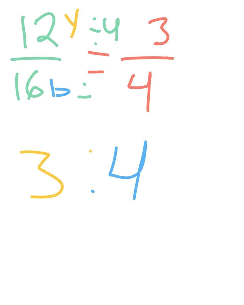 a pattern has 16 blue triangles to every 12 yellow triangles what is the ratio of-example-1