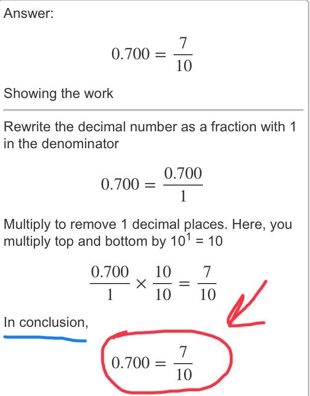 Convert this decimal into its fractional form, simplified completely. 0.700-example-1