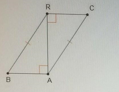 Which congruence theorem can be used to prove △ABR ≅ △RCA?-example-1