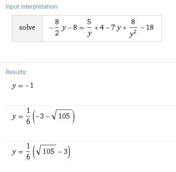 Whats the solution of -8/2y-8= 5 divided y+4 minus 7y+8 divided y^2-18-example-1