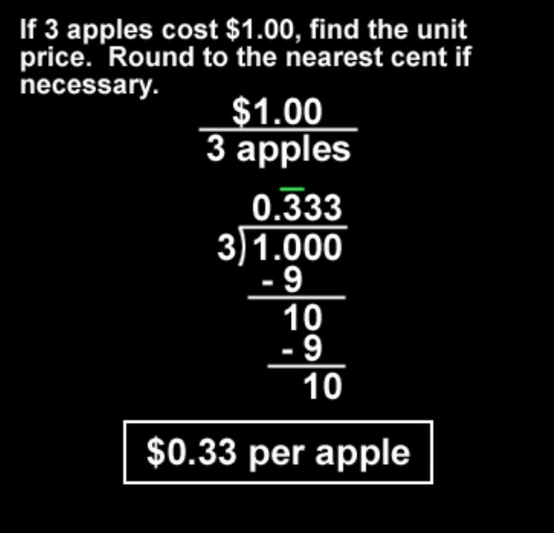 What word has the definition of: a cost per unit-example-1