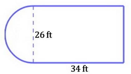 A rose garden is formed By joining a rectangle and a semicircle the rectangle is 34 feet-example-1