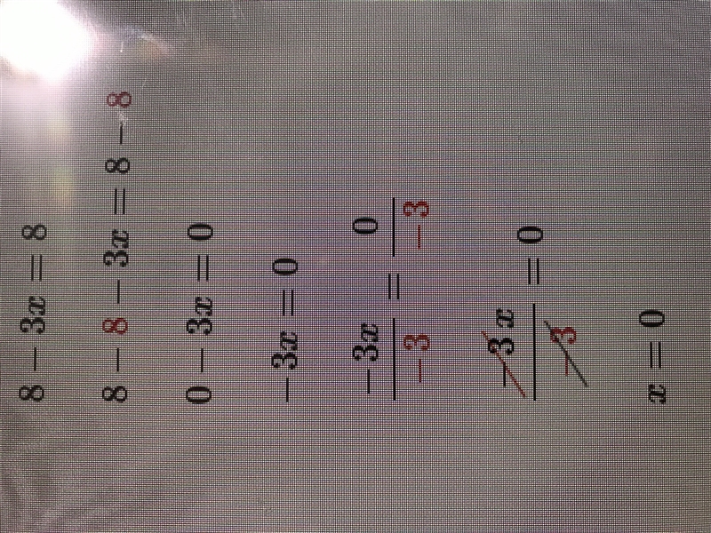 8-3x=8 solve for X what is X?-example-1