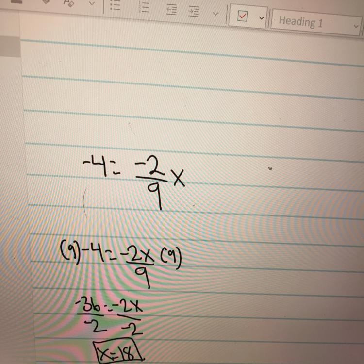 Solve for x -4 = -2/9 x-example-1