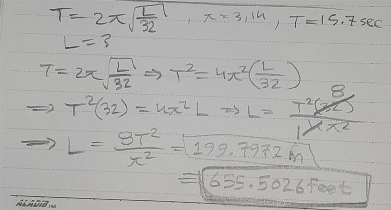 What is the length? The length of the pendulum is feet. (Whole question above)⬆️-example-1