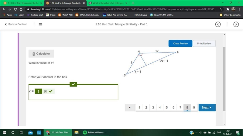 What is the value of x? Enter your answer in the box. x=___-example-1