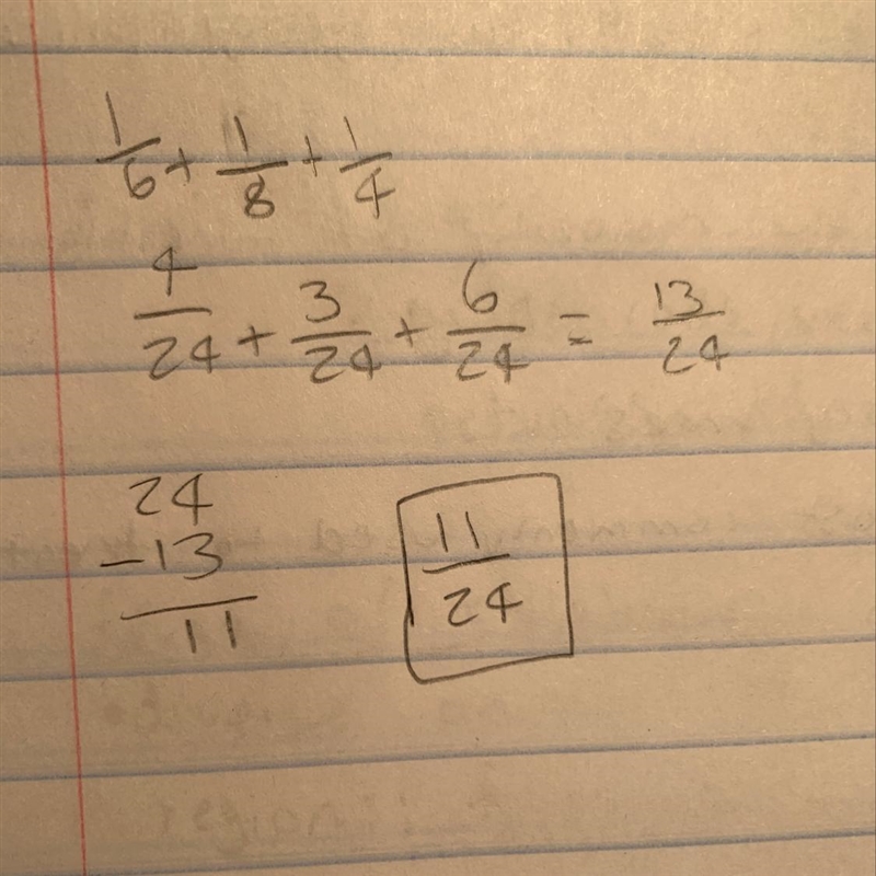 What is the missing fraction for 1/6 1/8 1/4 ?/? = 1whole Can somebody please solve-example-1