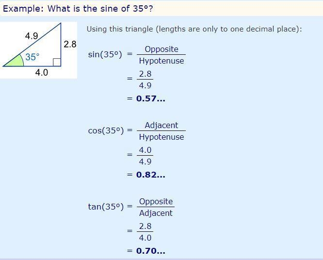 Can someone please explain to me how to use sin, cos, and tan for triangle calculations-example-2