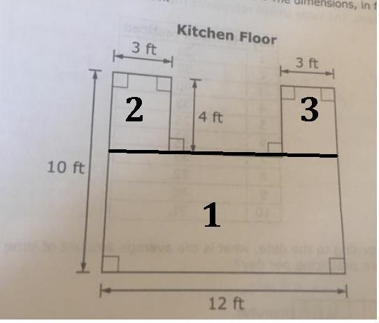 Me.Hilton is buying a new tile for his kitchen floor. The dimensions, in feet of the-example-1