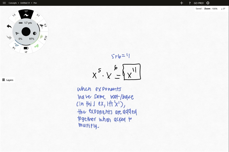 Simplify using exponent rules x5 x6 (x3)3-example-1