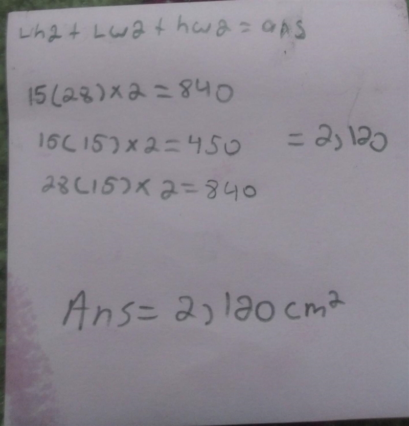 16. Find the volume of the figure. 28 cm 15 cm 15 cm-example-1