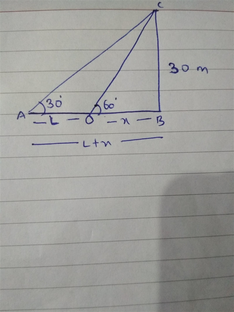 A 30m high pole was standing at a point of the length side of a rectangle garden. If-example-1