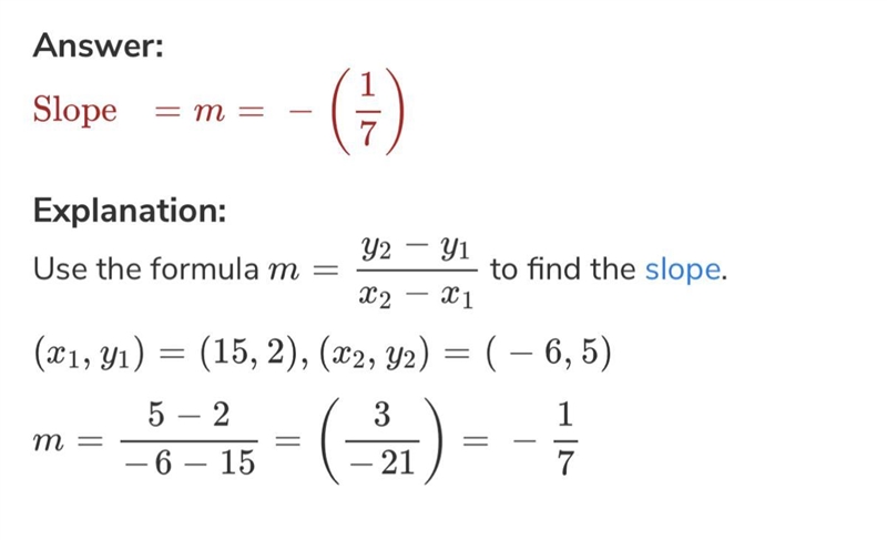 What is the slope of (9,15) and (-6,5)-example-1