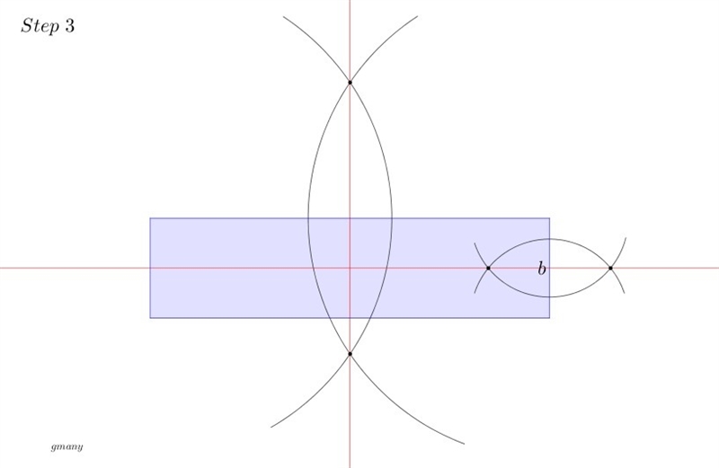 Divide the following rectangle into four equal sections using a compass and basic-example-3