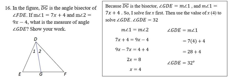 16. In the figure above, DG is the angle bisector of measure of angle-example-1