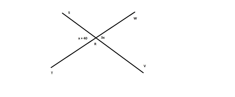 2 intersecting lines are shown. A line with points T, R, W intersects a line with-example-1