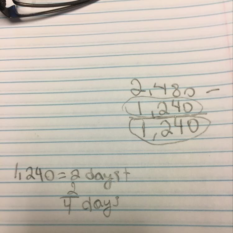 If it takes the Jones family 2 days to travel 1,240 miles, how many days will it take-example-1