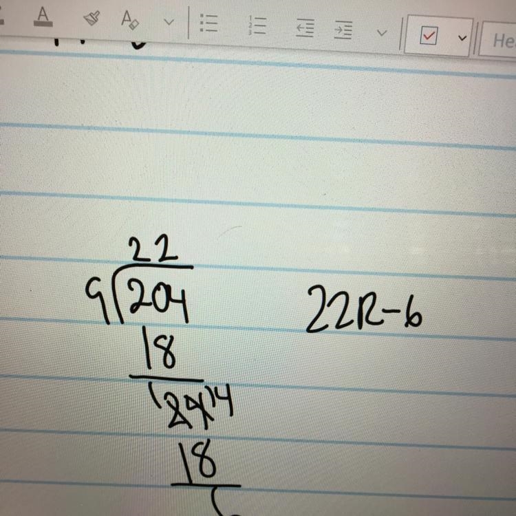 What is 204 divided by 9 in long division-example-1