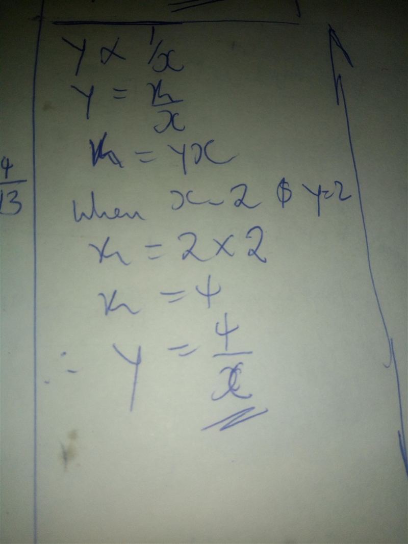 suppose that y varies inversely with x. use the information to find k, and then choose-example-1