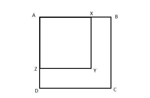 Construct a square ABCD and a square AXYZ so that AB contains X and AD contains Z-example-1