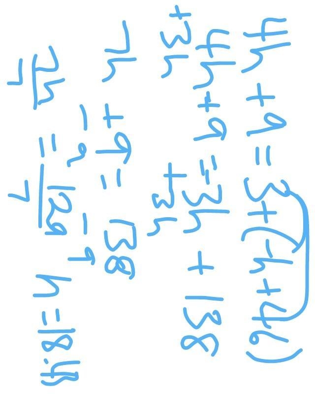 4h + 9 = 3 + (-h + 46)-example-1