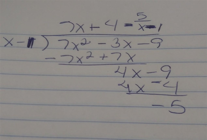 What is the quotient? x-1 divided by 7x2 - 3x - 9​-example-1