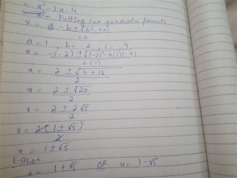 Solve x^2 - 2x - 4 = 0-example-1