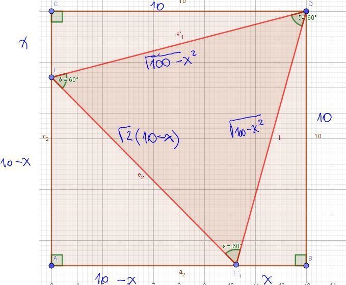 One of the vertices of an equilateral triangle is on the vertex of a square and two-example-3