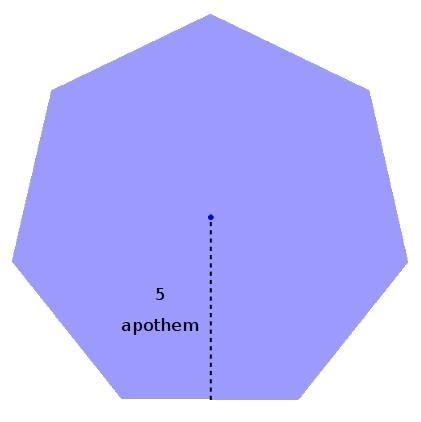 A 7 sided polygon has a area of 70in and a perpendicular distance of 5in what is the-example-1