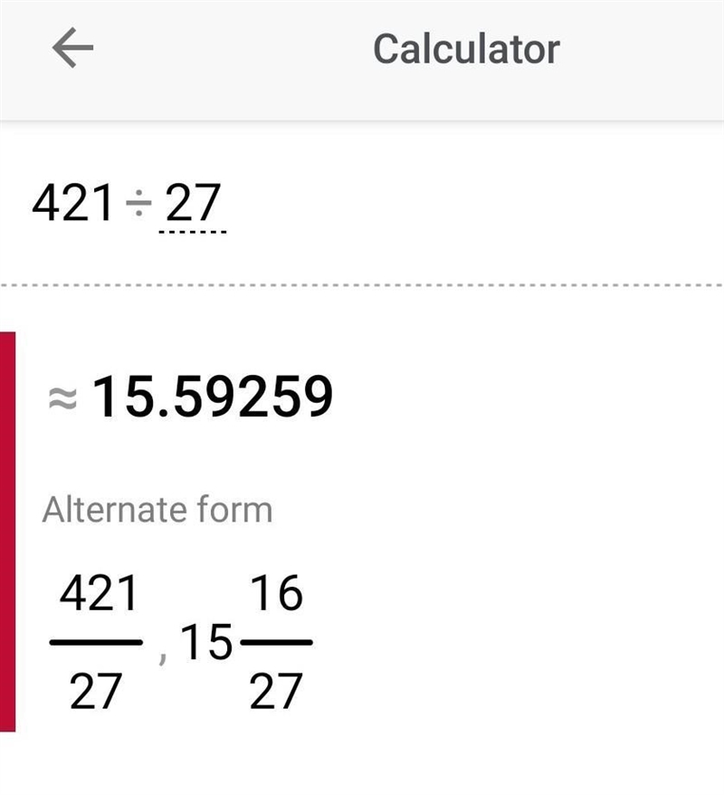 Please help me out. What is 421 divided by 27-example-1