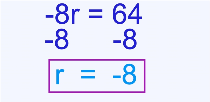 What is the answer to -8r=64-example-1