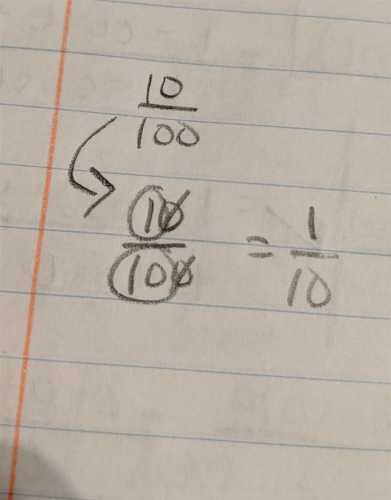 How would i reduce 10/100 with the work problem to go with it-example-1