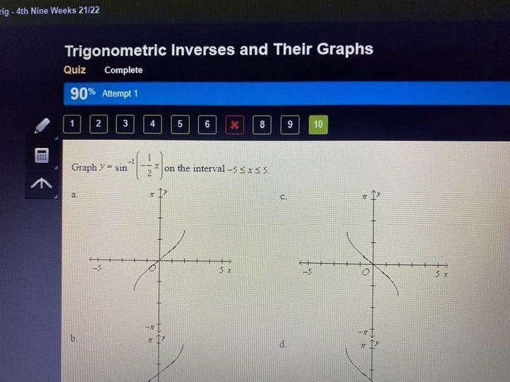 Graph y = sin^-1(-1/2x) the interval-5-example-1