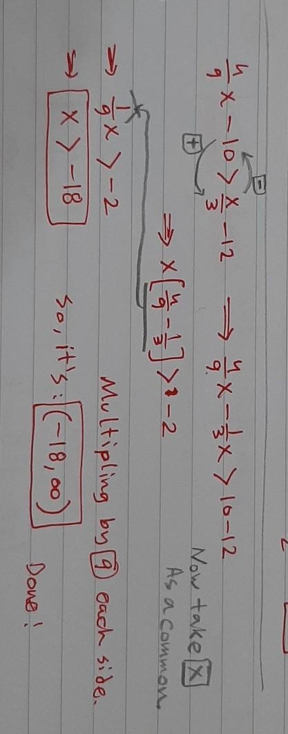 What is the solution to 4/9*-10>*/3-12?-example-1