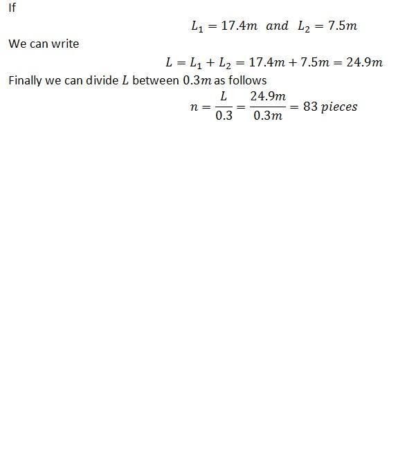 Two wires, one 17.4 meters long and one 7.5 meters long, were cut into pieces 0.3 meters-example-1