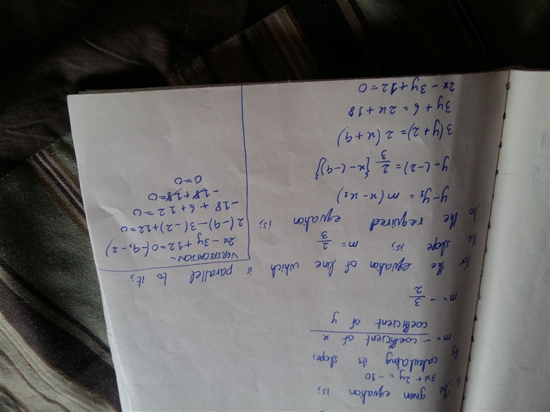 Equation parallel to 3x+2y=-10. (-9,-2)-example-1