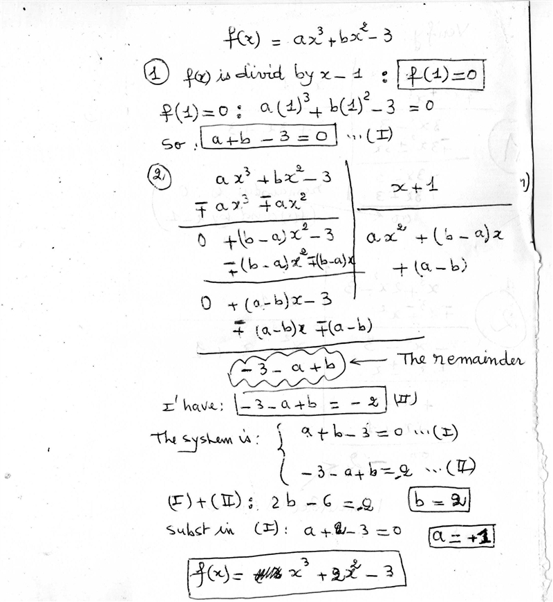 31.) It is given that f(x) = ax^(3) + bx² -3, where a and b are constants. (a) When-example-1