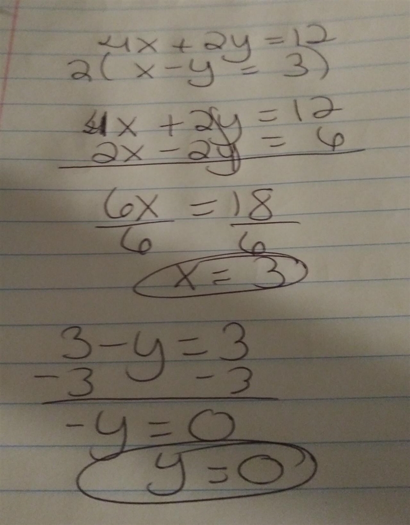 What is the value of the x variable in the solution to the following system of equations-example-1