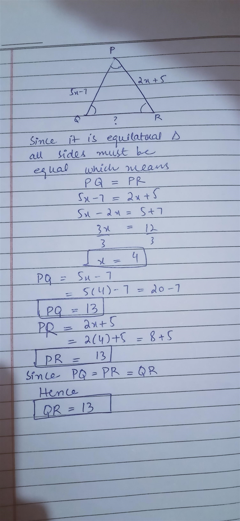 ( need help on geometry w/pic ) 17. Find the measure of the size of an equilateral-example-1