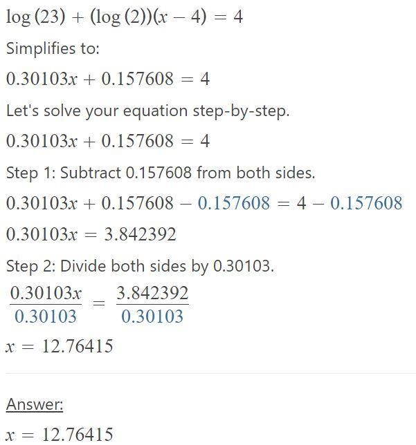 Log2 3 + log2 (x-4) = 4​-example-1