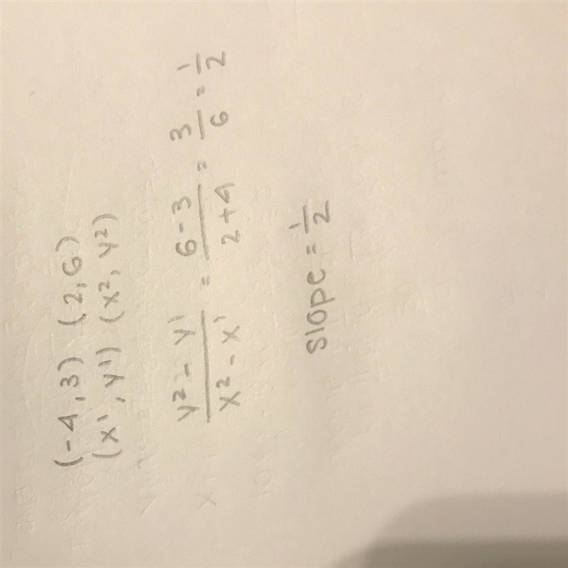 A line passes through the points (-4, -3) and (2,6). Determine the slope of the line-example-1