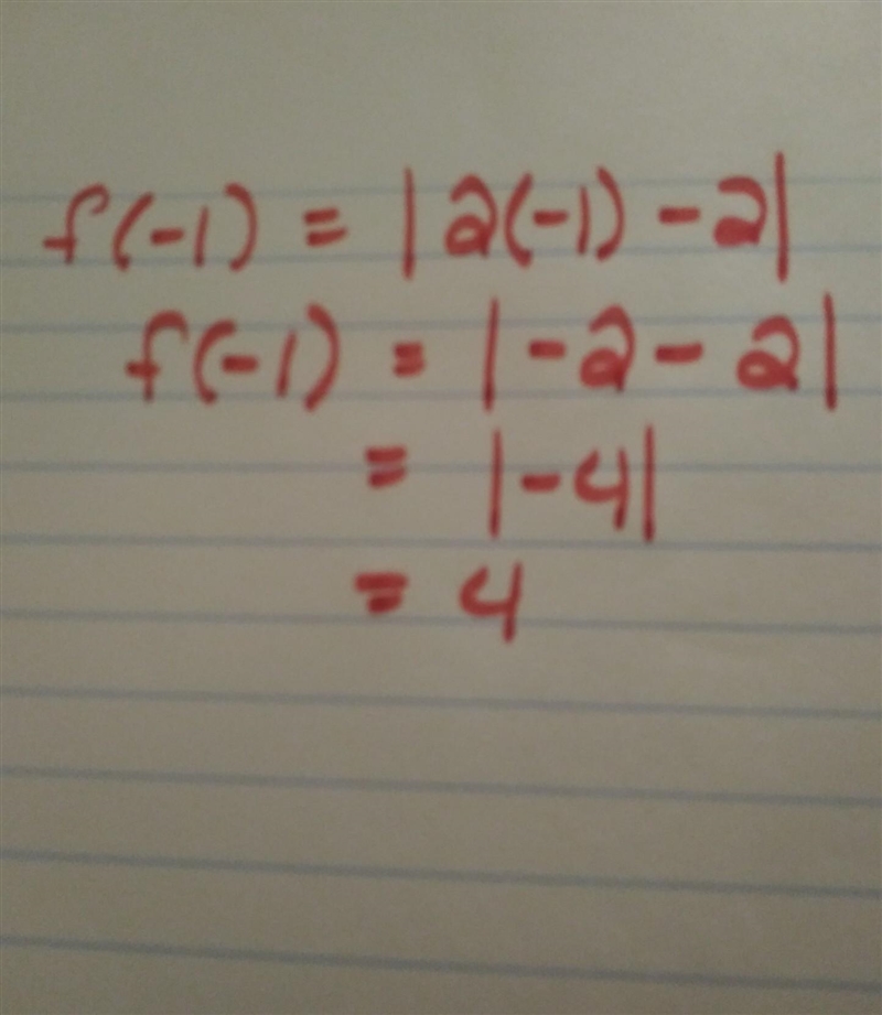 Find f(x) of |2x-2| if x is -1.​-example-1