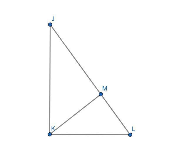 Triangle J K L is shown. Angle J K L is a right angle. An altitude is drawn from point-example-1