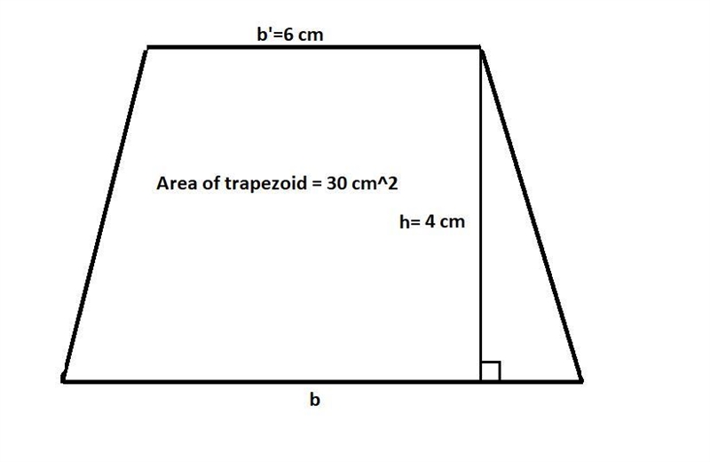 The area of a trapezoid is 30 square centimeters. The height is 4 centimeters. The-example-1