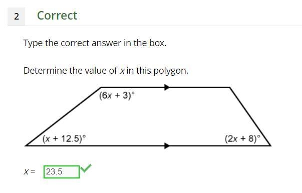 Determine the value of x in this polygon.-example-1