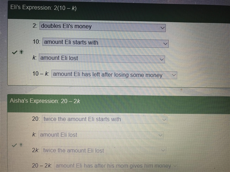 Eli had $10, but he lost some of it. His mom doubled the money he had left. Eli wrote-example-1