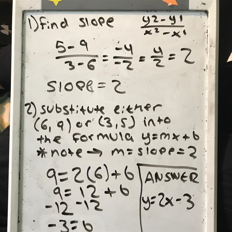 Which equation represents the line that passes through the points (6,9) and (3.5)?-example-1